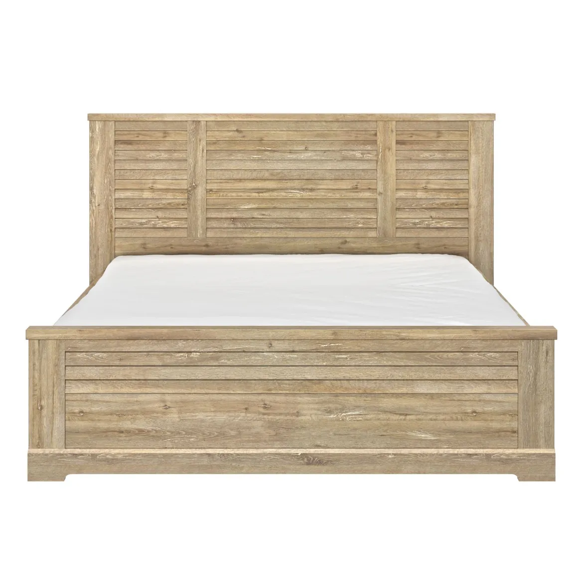 Lit avec 2 chevets en bois clair - LT5077