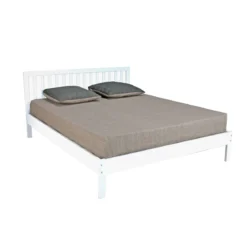 Lit avec tête de lit en bois blanc - LT14008
