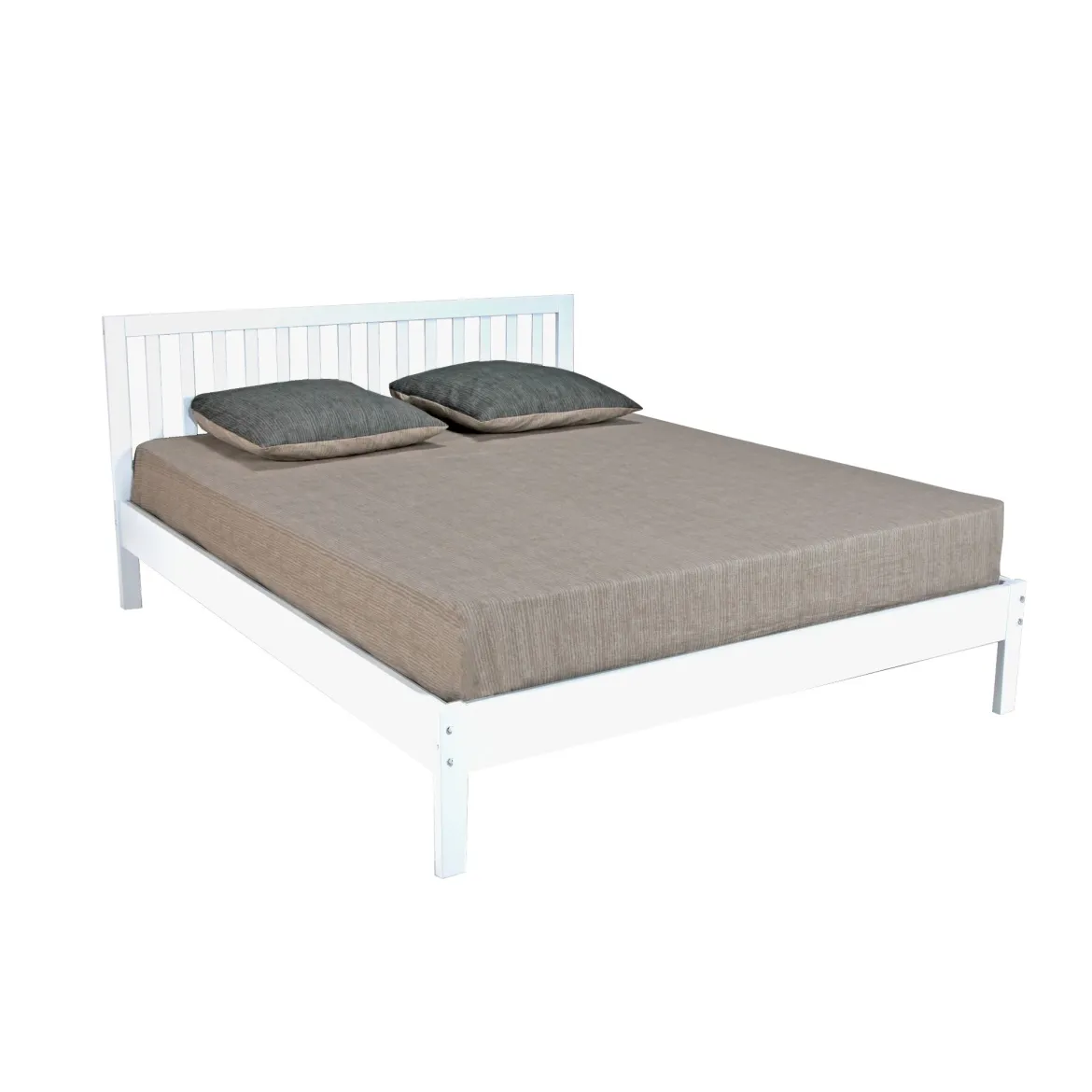 Lit avec tête de lit en bois blanc - LT14008