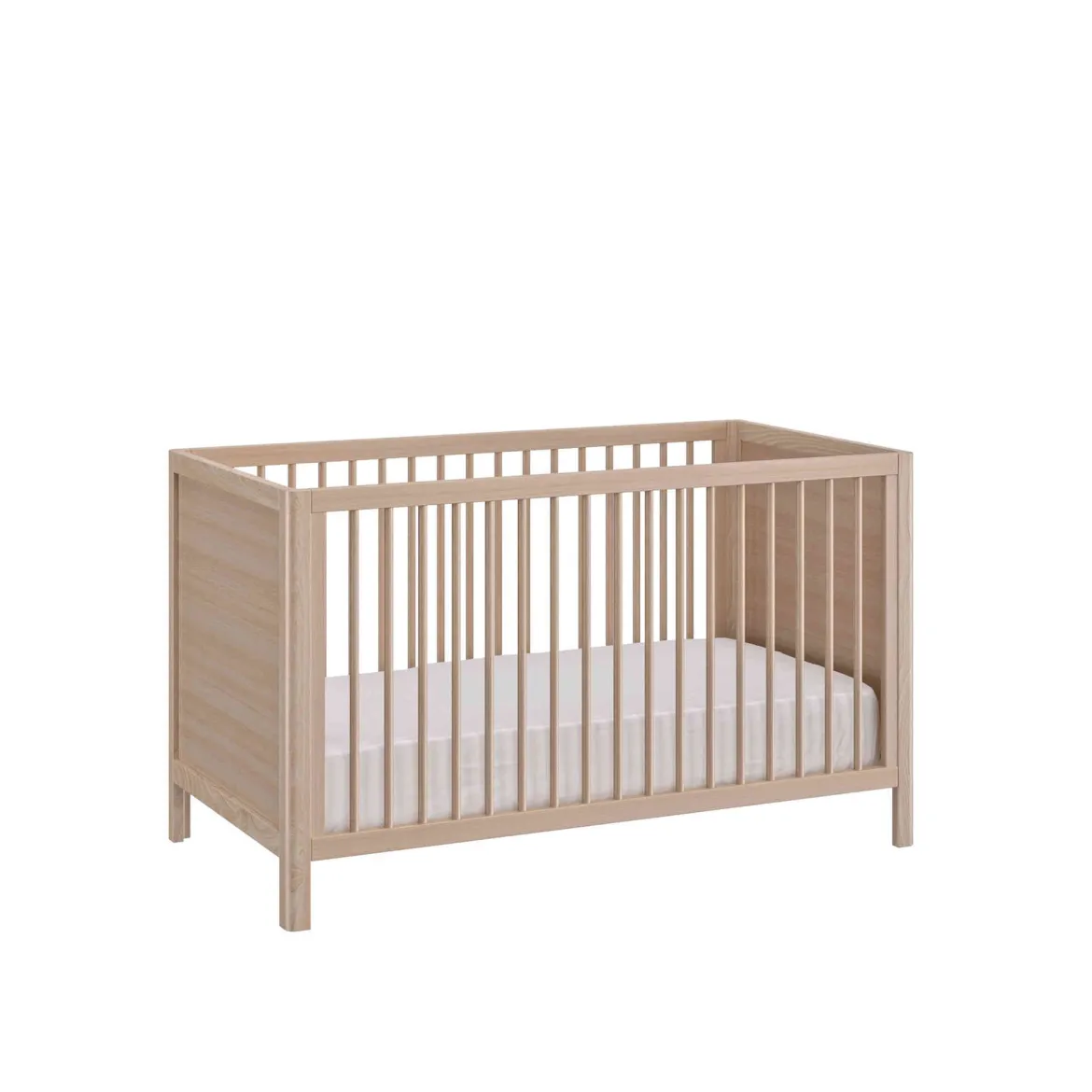 Lit bébé à barreaux en bois imitation chêne clair 70x140 - LT5050-1