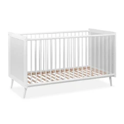 Lit bébé à barreaux en bois imprimé cannage - LT7085