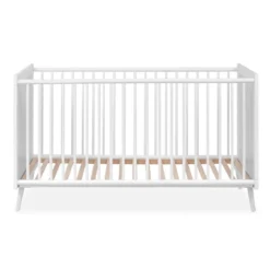 Lit bébé à barreaux en bois imprimé cannage - LT7085