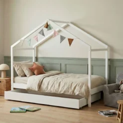 Lit cabane enfant avec tiroir en bois 90x190 - LT14006