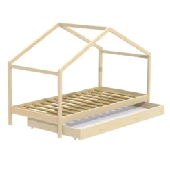 Lit cabane enfant avec tiroir en bois 90x190 - LT14006