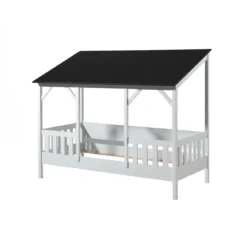 Lit cabane enfant avec toit en bois 90x200
