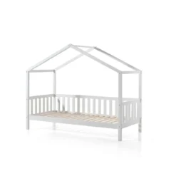 Lit cabane enfant à barreaux en bois massif 90x200 - LT2021