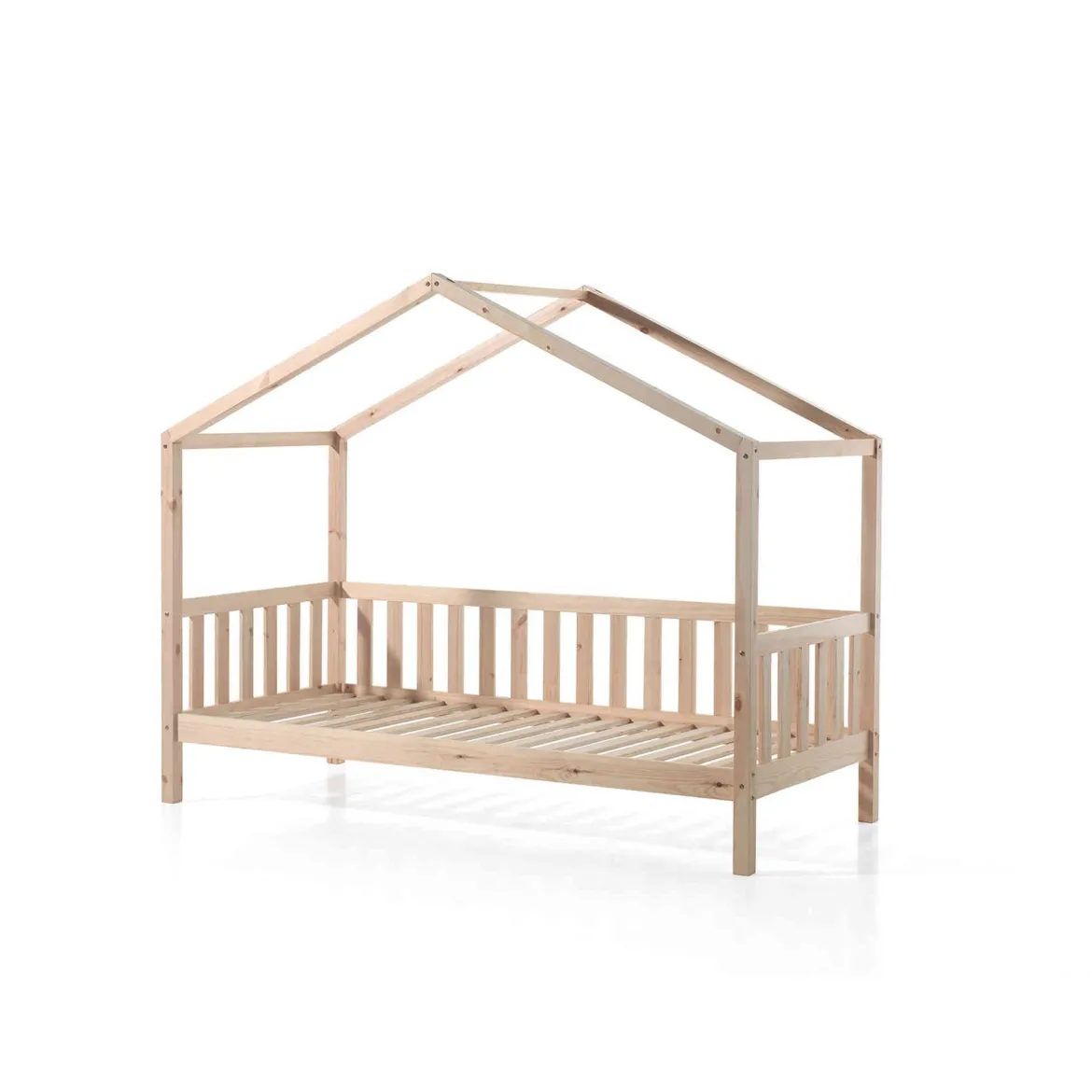 Lit cabane enfant à barreaux en bois massif 90x200 - LT2021