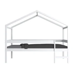 Lit cabane enfant bois blanc laqué 90x190 - LT14054