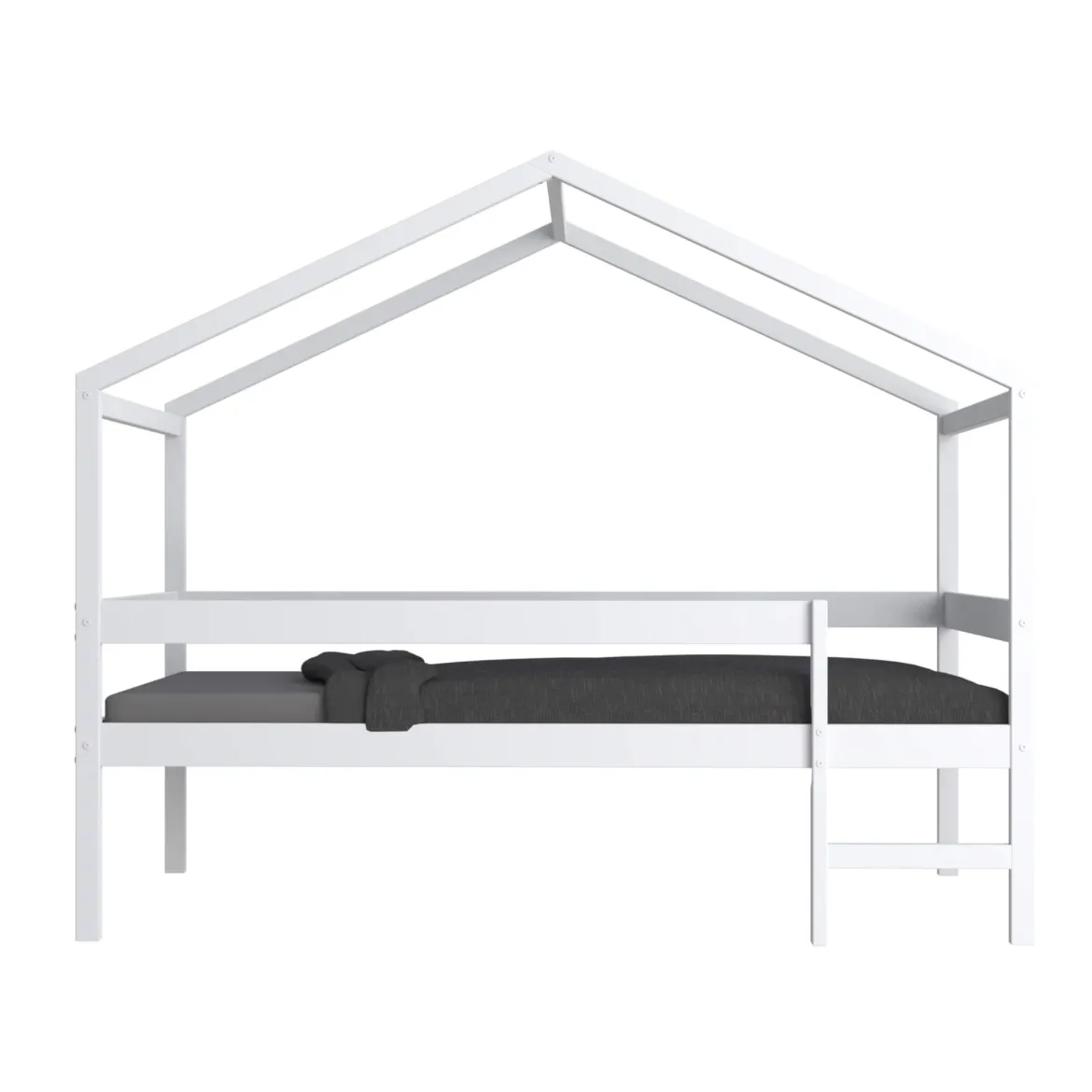 Lit cabane enfant bois blanc laqué 90x190 - LT14054