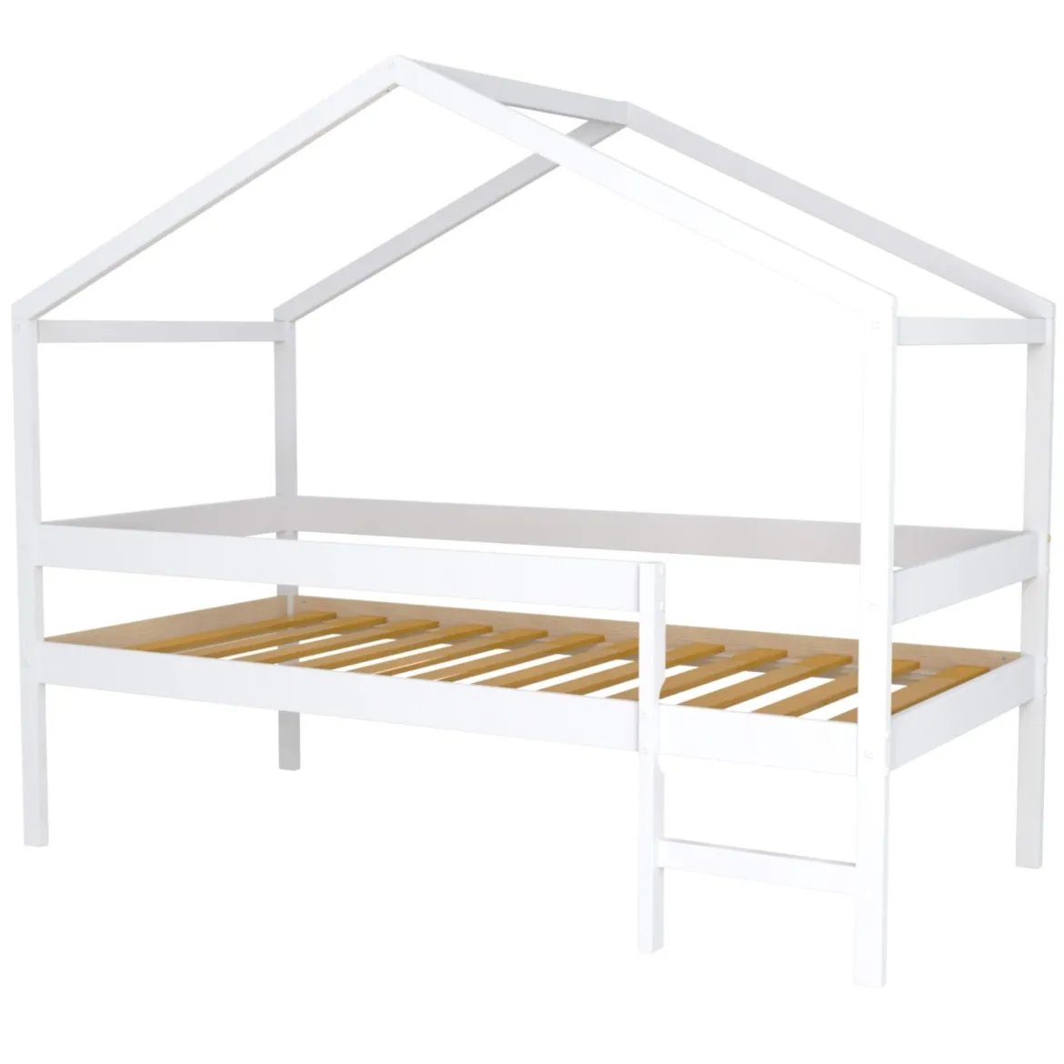 Lit cabane enfant bois blanc laqué 90x190 - LT14054