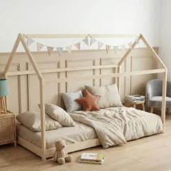 Lit cabane enfant en bois naturel - LT14004