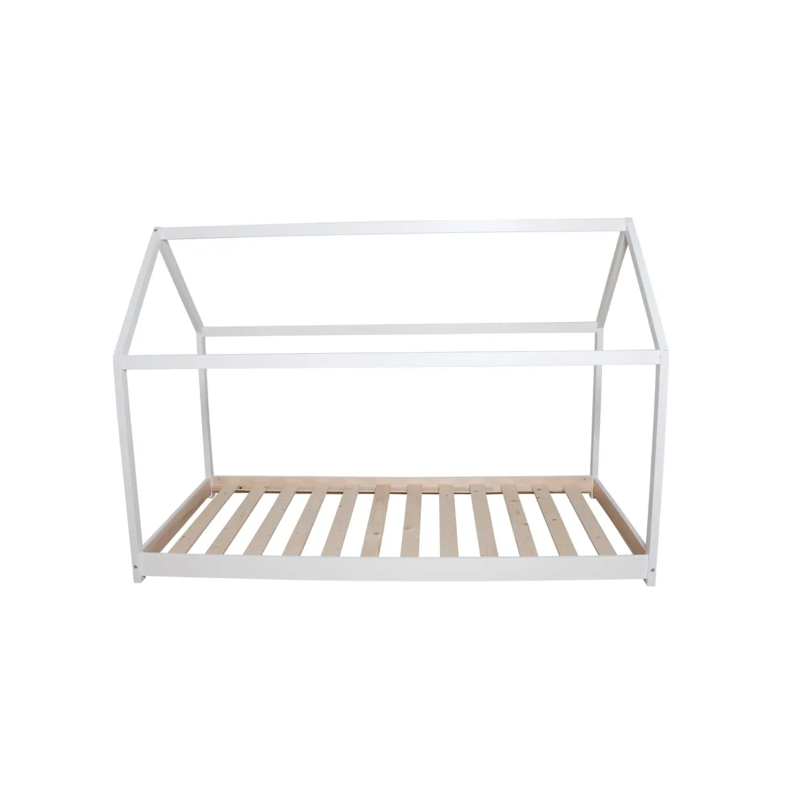 Lit cabane enfant inspiration Montessori en bois blanc - LT14004