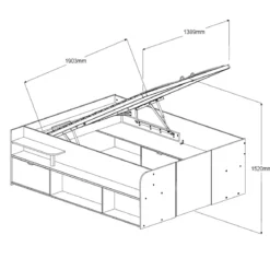 Lit coffre avec multiples rangements 140x190/200