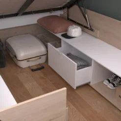 Lit coffre avec multiples rangements 140x190/200