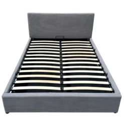 Lit coffre avec tête de lit rembourrée en velours côtelé - LT82002