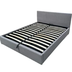Lit coffre avec tête de lit rembourrée en velours côtelé - LT82002