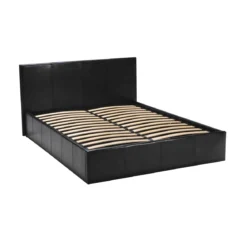 Lit coffre en métal avec revêtement simili cuir noir - LT14020