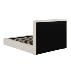 Lit coffre en tissu avec tête de lit beige