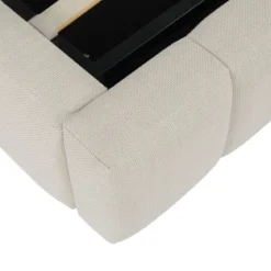 Lit coffre en tissu avec tête de lit beige