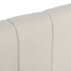 Lit coffre en tissu avec tête de lit beige