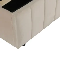 Lit coffre en velours avec tête de lit rembourrée