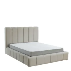 Lit coffre en velours matelassé