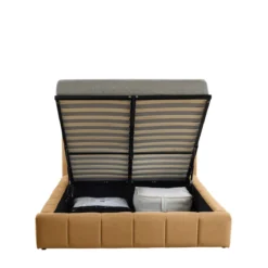 Lit coffre en velours matelassé