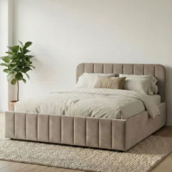 Lit coffre velours avec tête de lit Terre de Nuit