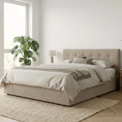 Lit coffre velours côtelé avec tête de lit Terre de Nuit
