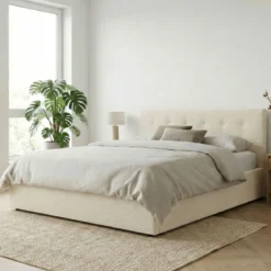 Lit coffre velours côtelé avec tête de lit Terre de Nuit