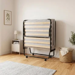Lit d'appoint pliant avec matelas 1 personne 90x190 cm - Terre de Nuit