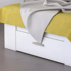 Lit en bois avec tiroir blanc perle - LT177