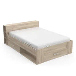 Lit en bois avec tiroir imitation chêne kronberg - LT177