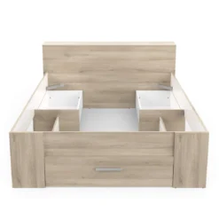Lit en bois avec tiroir imitation chêne kronberg - LT177
