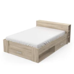 Lit en bois avec tiroir imitation chêne kronberg - LT177