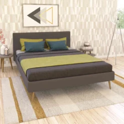 Lit en bois avec tissu anthracite - LT14009