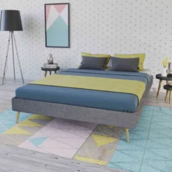Lit en bois avec tissu anthracite - LT14010