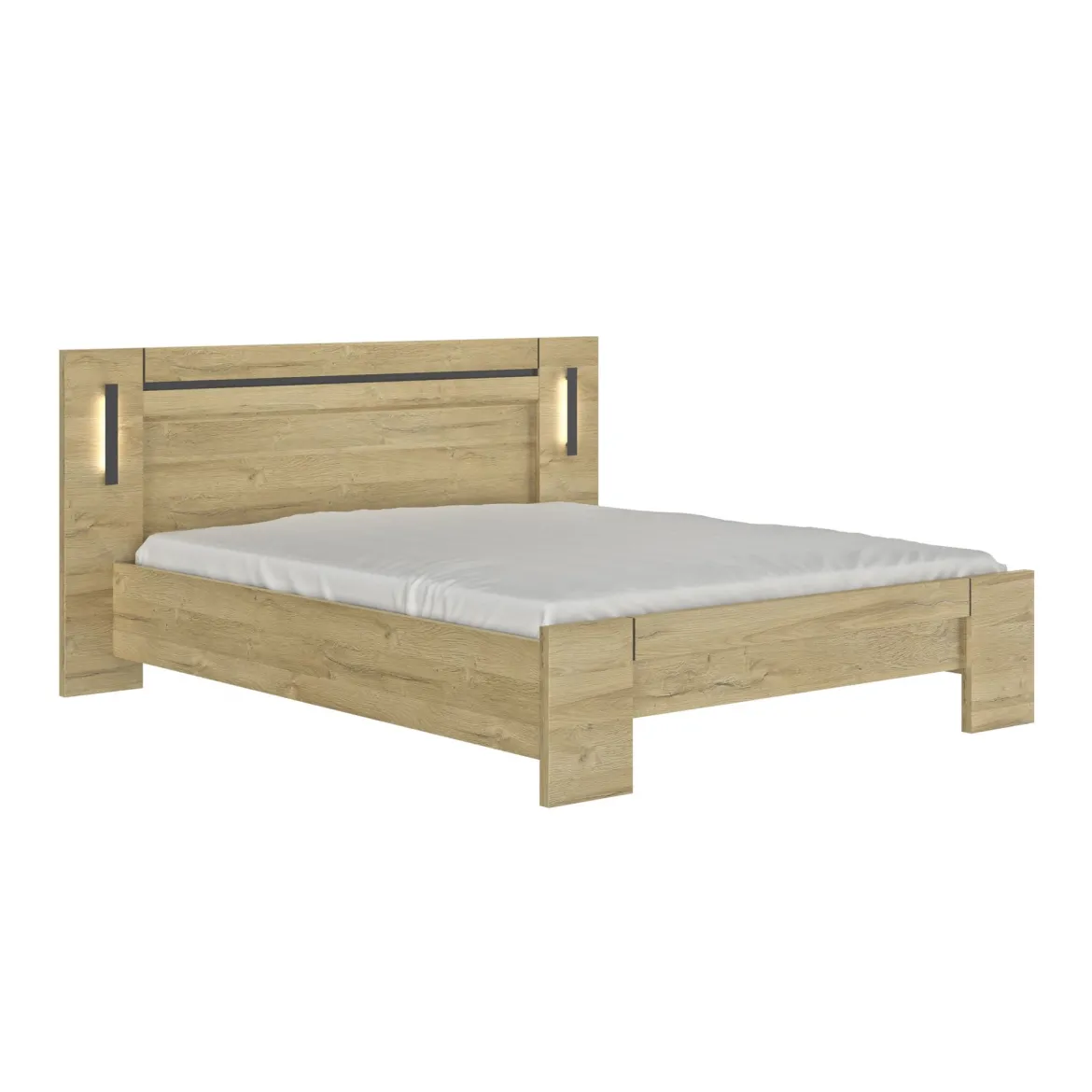 Lit en bois clair avec led sensitive - LT5072