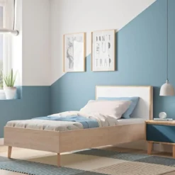 Lit en bois imitation chêne clair - LT5046-1