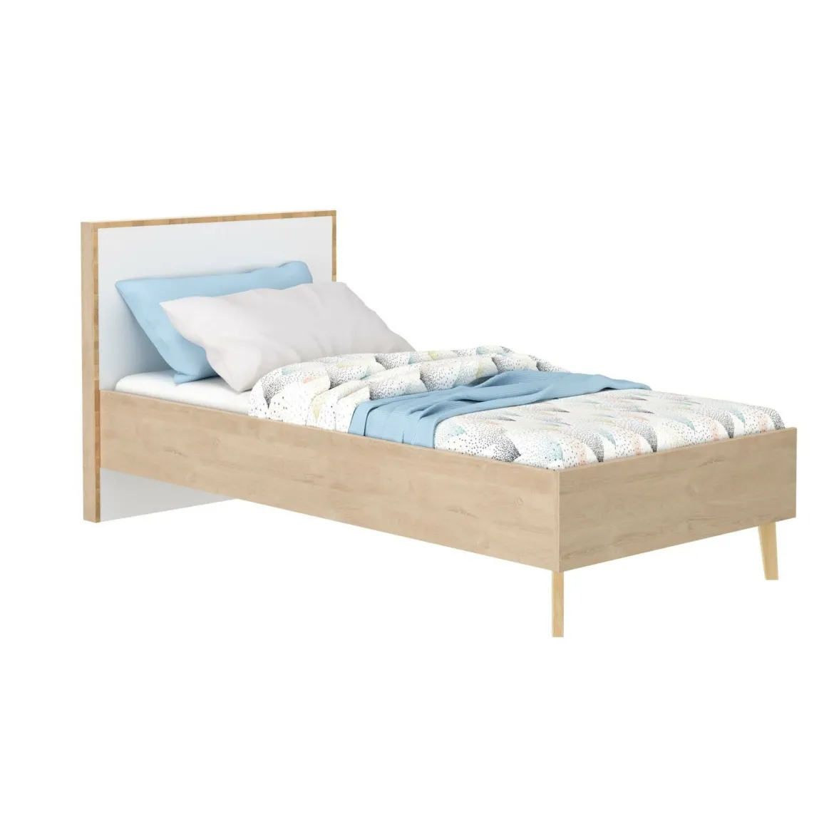 Lit en bois imitation chêne clair - LT5046-1