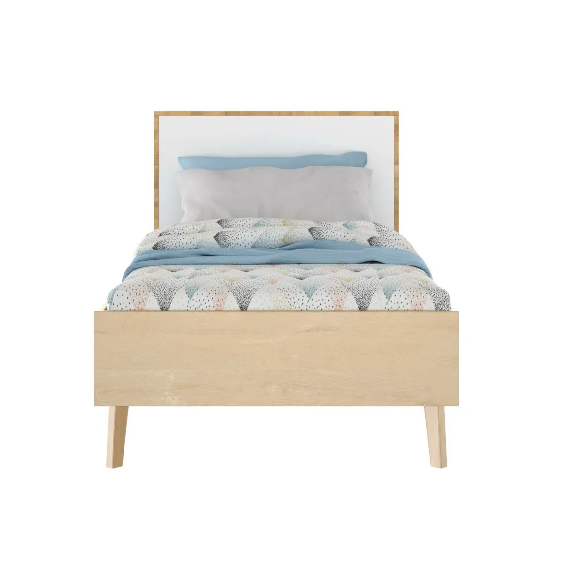 Lit en bois imitation chêne clair - LT5046-1