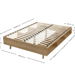 Lit en bois massif naturel avec rangements - LT17024