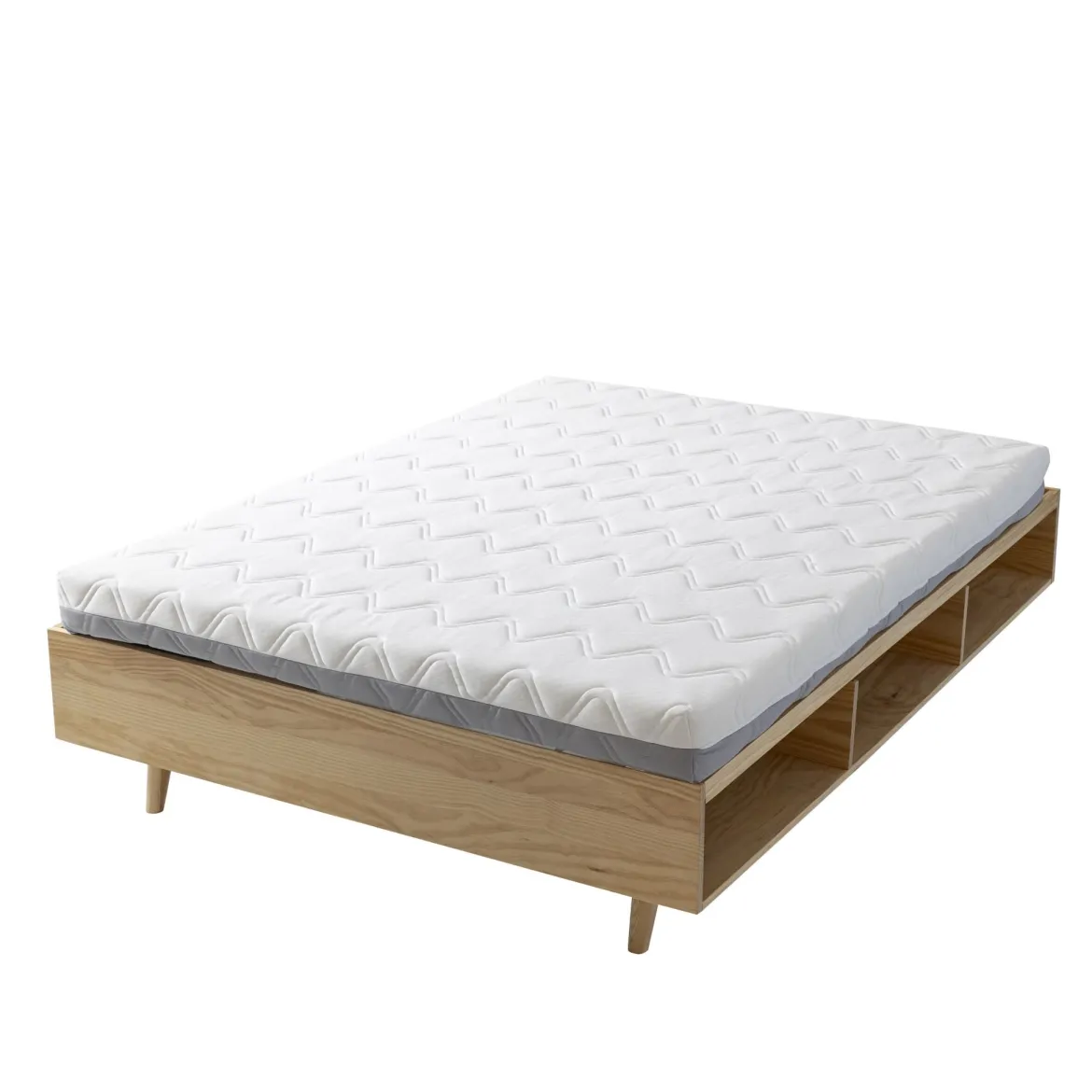 Lit en bois massif naturel avec rangements - LT17024