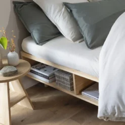 Lit en bois massif naturel avec rangements - LT17024