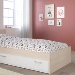 Lit enfant avec tiroir et marche bicolore PIA