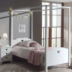 Lit Enfant Baldaquin en Bois Blanc 90x200 LB2001