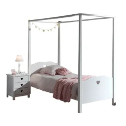 Lit Enfant Baldaquin en Bois Blanc 90x200 LB2001
