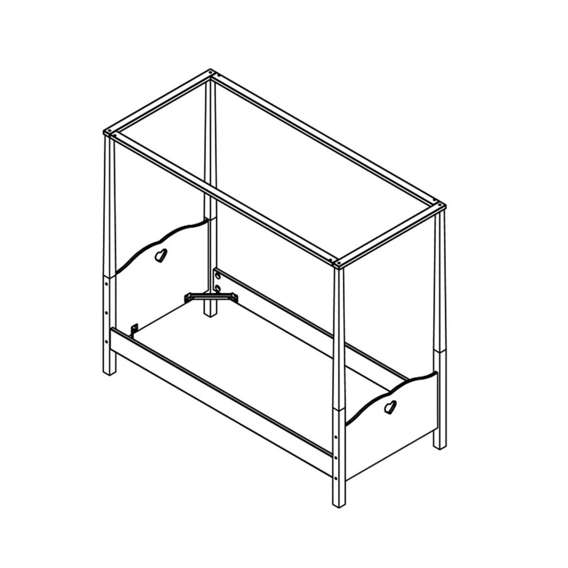 Lit Enfant Baldaquin en Bois Blanc 90x200 LB2001