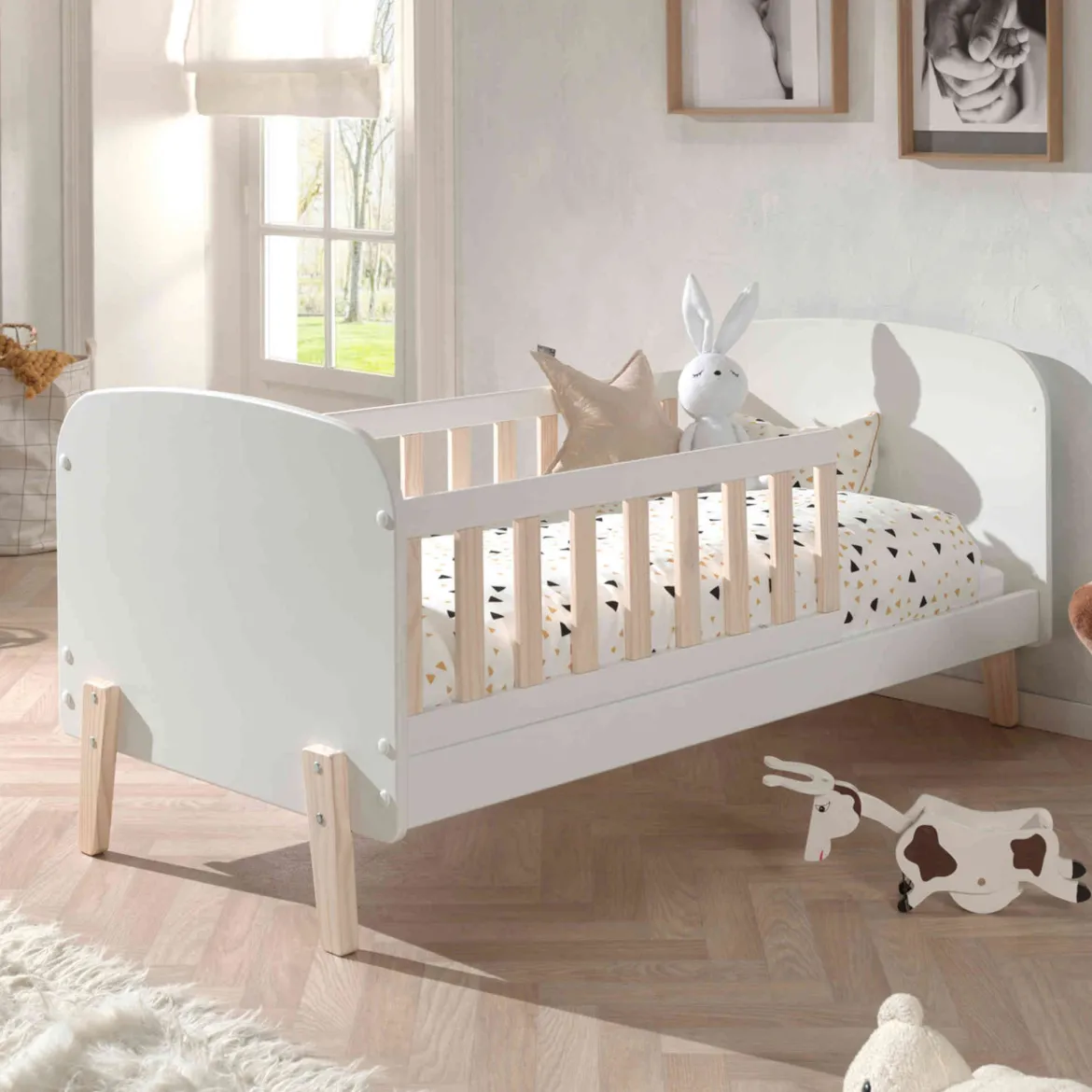 Lit enfant en bois blanc 70x140 cm - LT2034-1