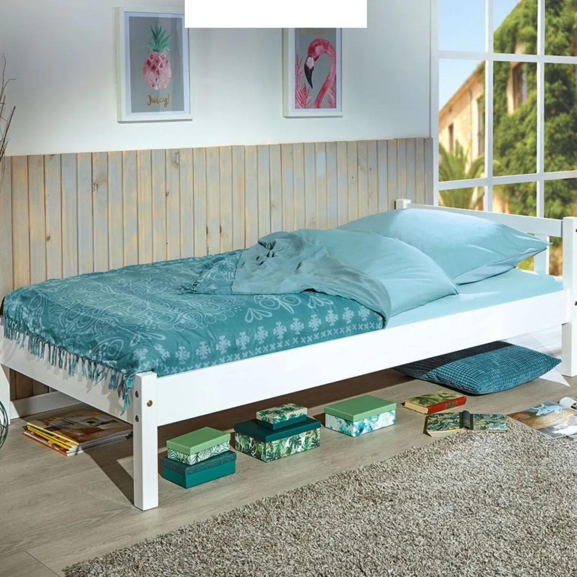 Lit enfant en bois massif blanc - LT12001